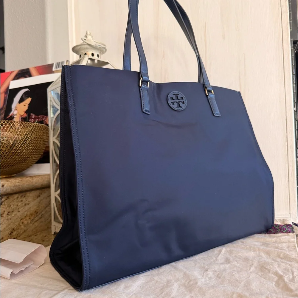 Tory Burch large nylon Ella tote Navy Blue Logo Tote